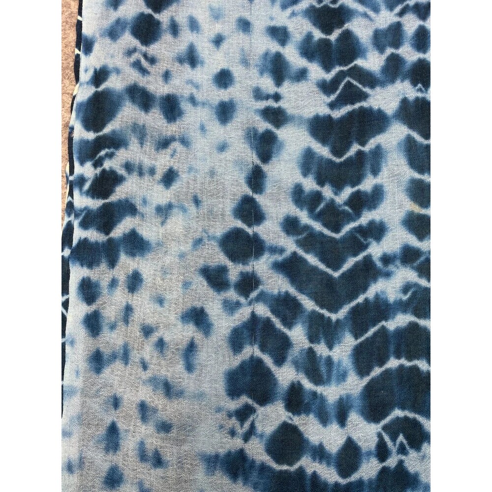 Vintage Shibori Wool Gauze Scarf Wrap Shawl Indigo Blue Hand Dyed Boho 73x57 - Picture 7 of 11